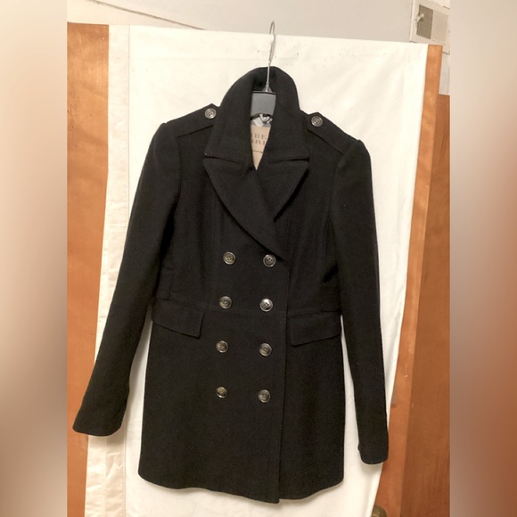 BURBERRY BRIT DOUBLE BREASTED MILITARY STYLE COAT AUTHENTIC SZ 6 - Picture 1 of 14